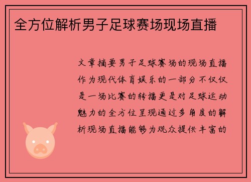 全方位解析男子足球赛场现场直播